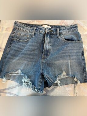 Women’s Distressed High-Rise Denim Shorts - Blue